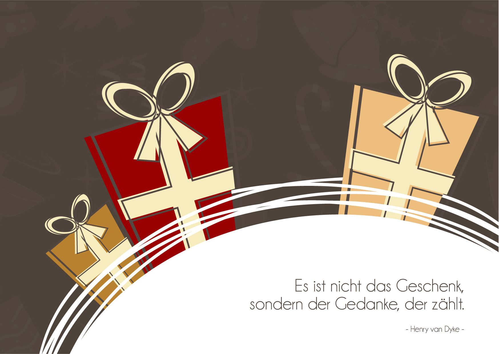 Weihnachtsgrüße als Karte zum Drucken: Zitat "Es ist nicht das Geschenk, sondern der Gedanke der zählt". (#6)